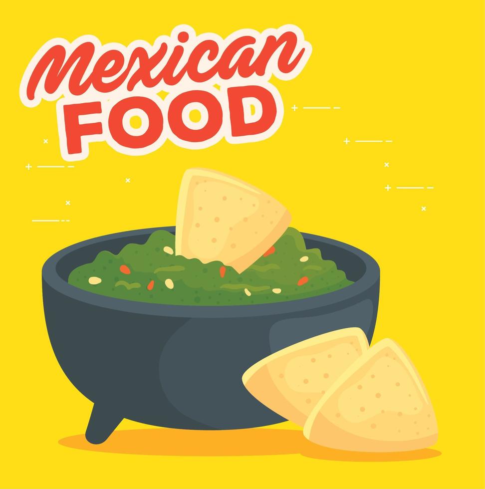 fast food poster, guacamole with nachos vector