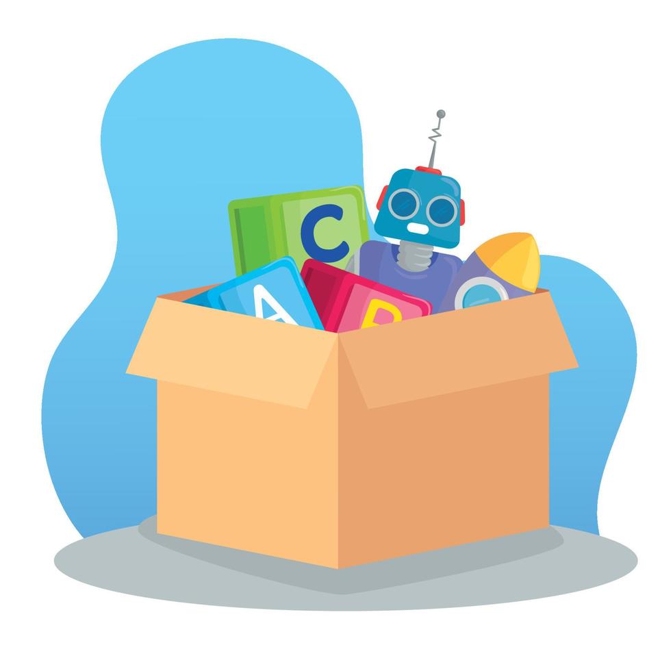 kids toys, in the box carton vector