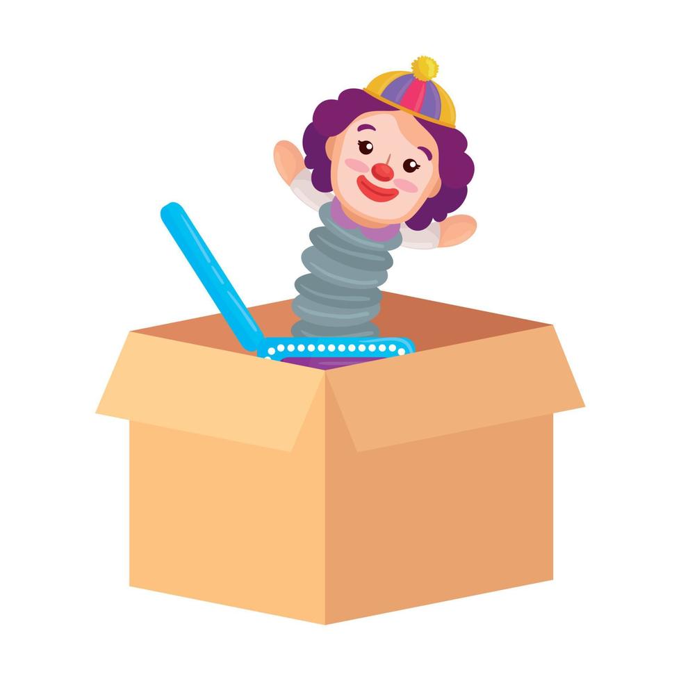 clown toy on box carton, in white background vector