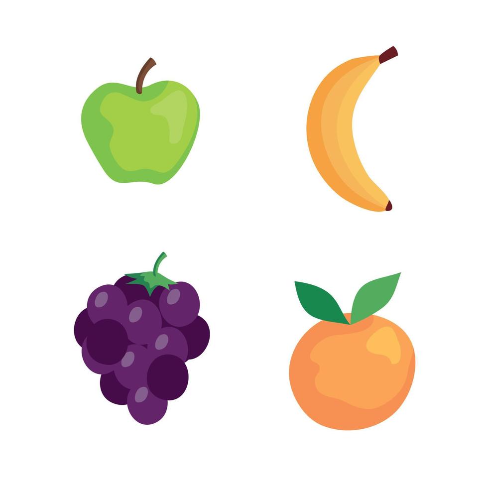 set of fresh and healthy fruits vector