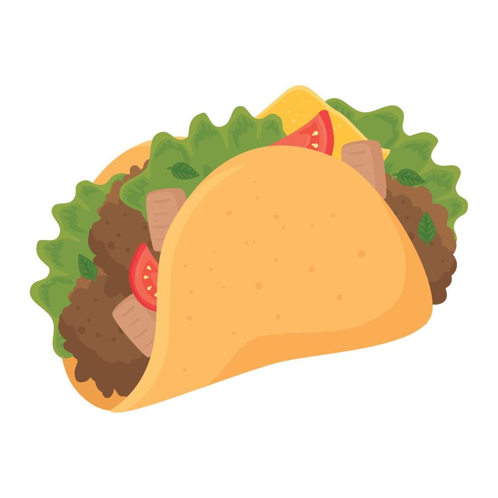 taco mexican food, on white background vector