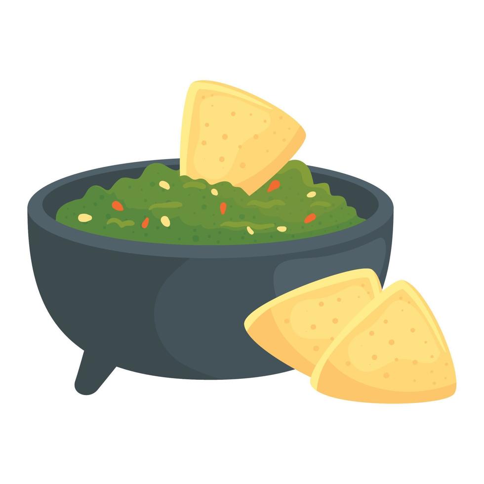 guacamole with nachos on white background vector