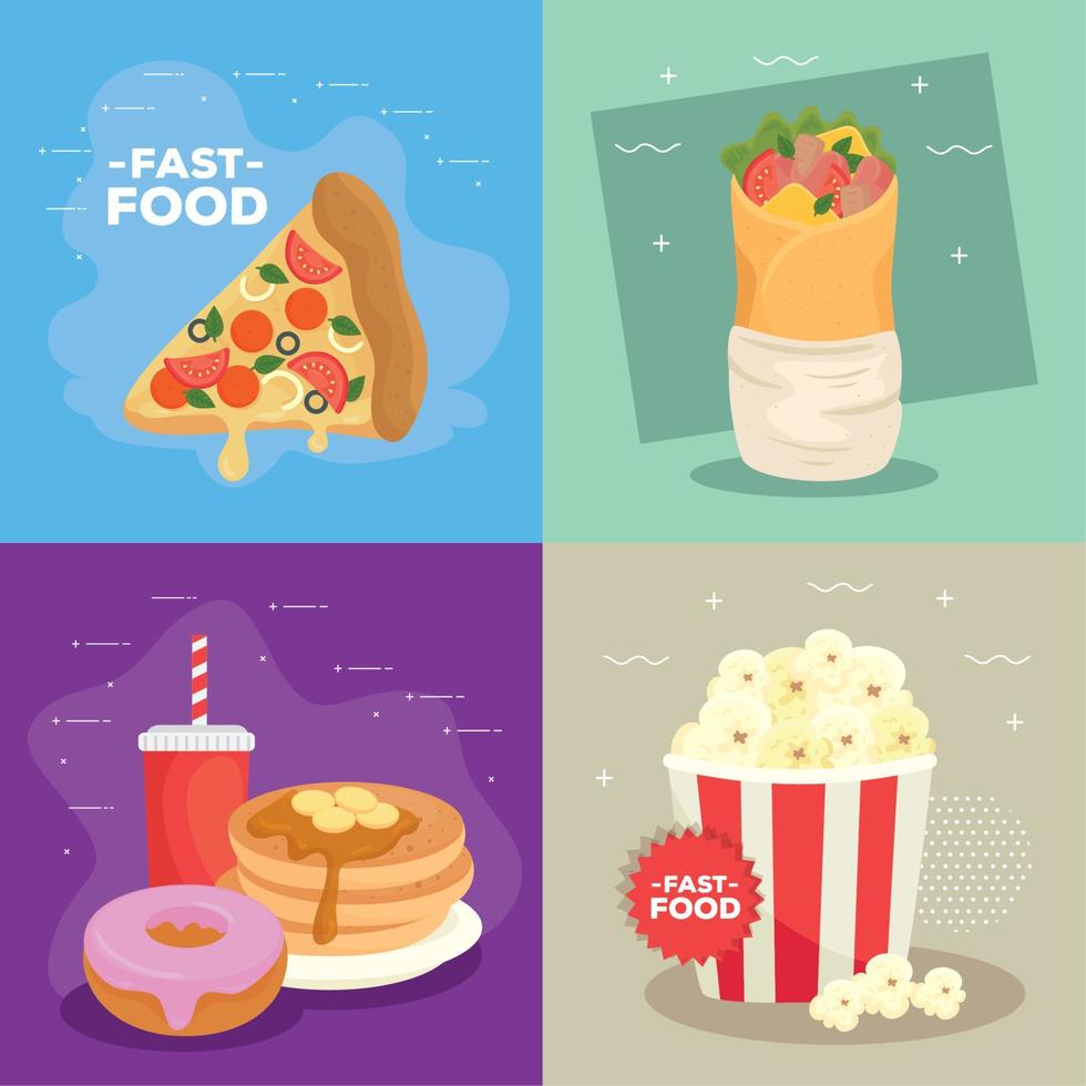 collection of posters of delicious fast vector