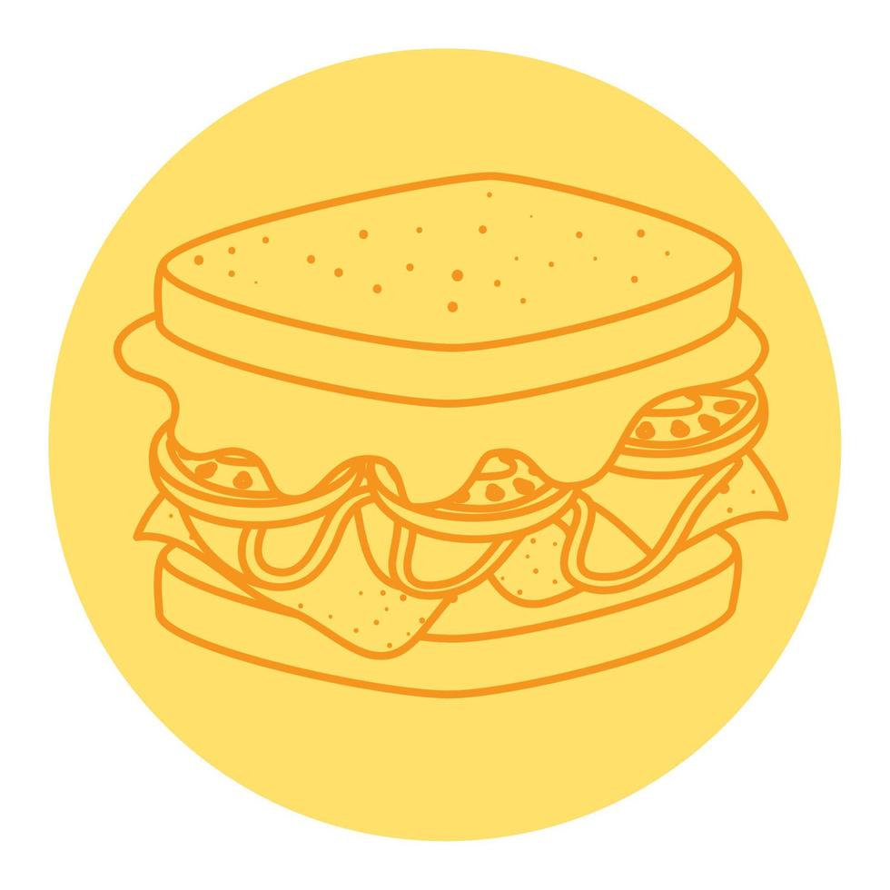 delicioso sándwich, icono de estilo de línea vector