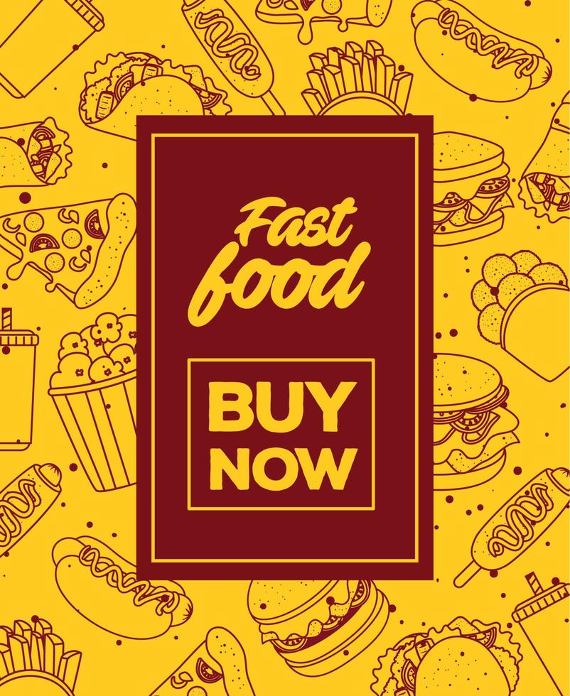 poster of fast food buy now vector