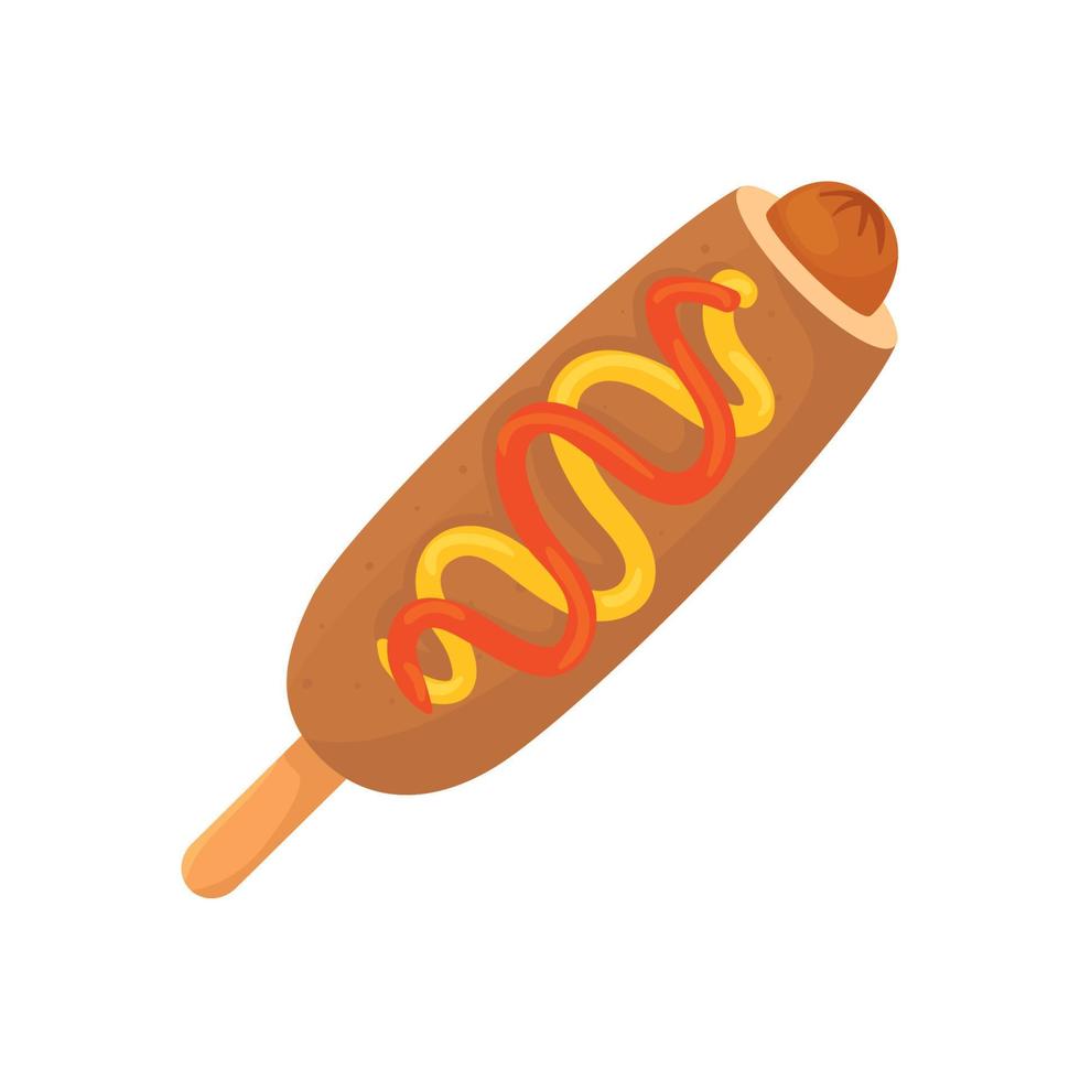 fast food corn dog on white background vector