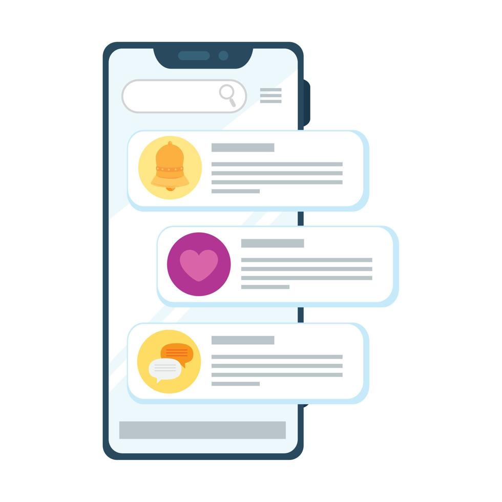 online chat messages and notification in smartphone vector