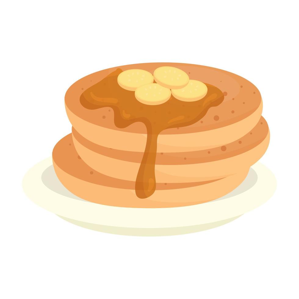 delicious pancake with syrup in dish, on white background vector