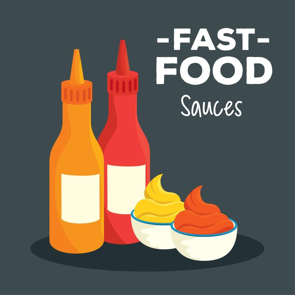 fast food poster, with delicious sauces vector