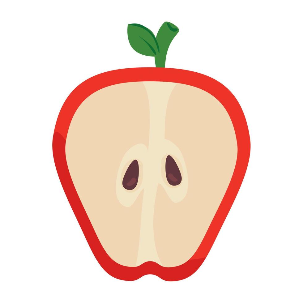 rodaja de manzana fruta roja sobre fondo blanco. vector