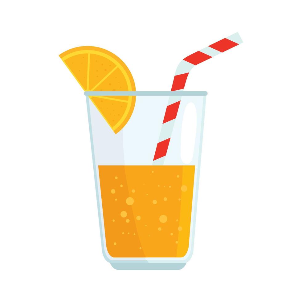 jugo de naranja en vaso, de fondo blanco vector