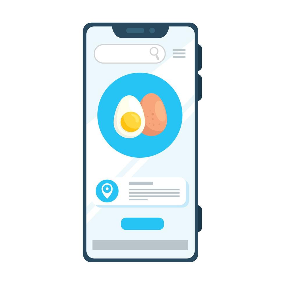 online shopping eggs, through an app in a smartphone vector