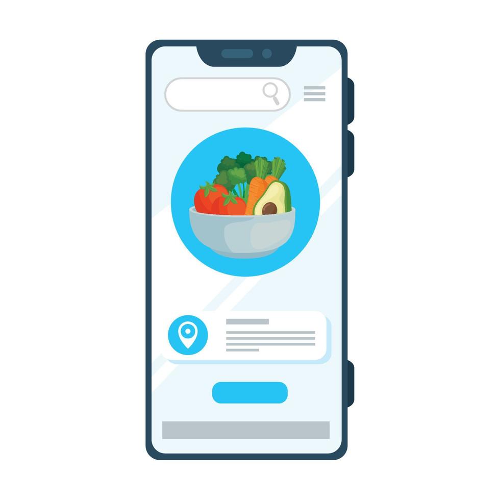 online shopping vegetables through an app in a smartphone vector