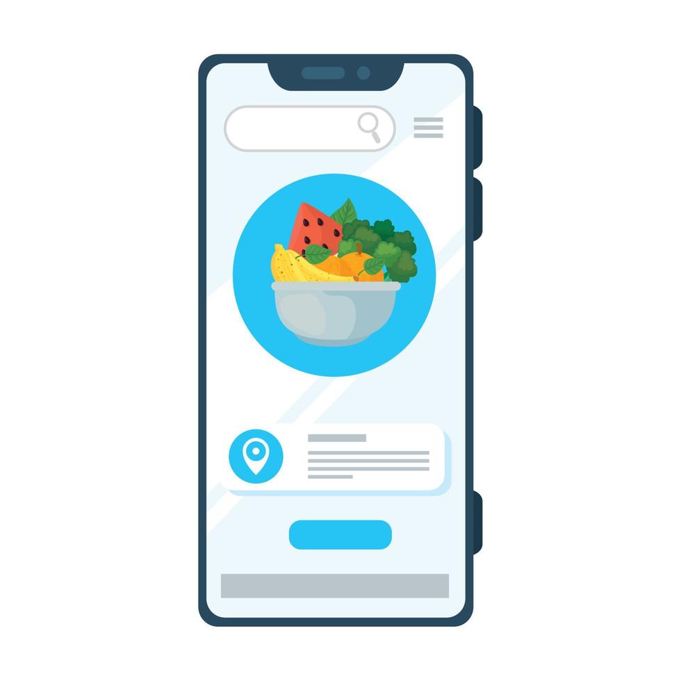 online shopping fruits through an app in a smartphone vector