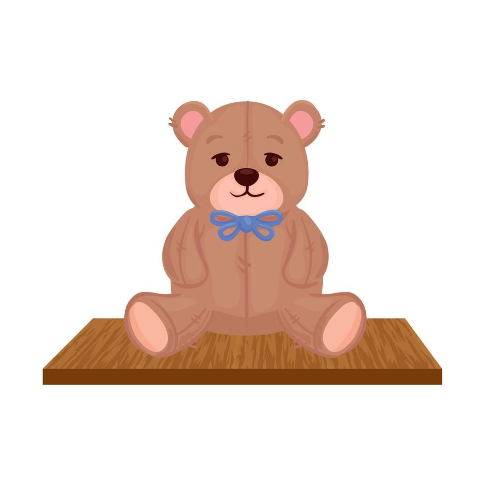 toy teddy bear, on wooden table vector