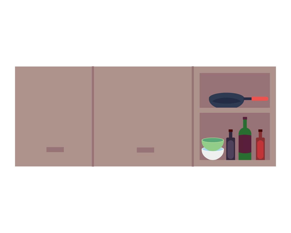kitchen wooden drawers, on white background vector