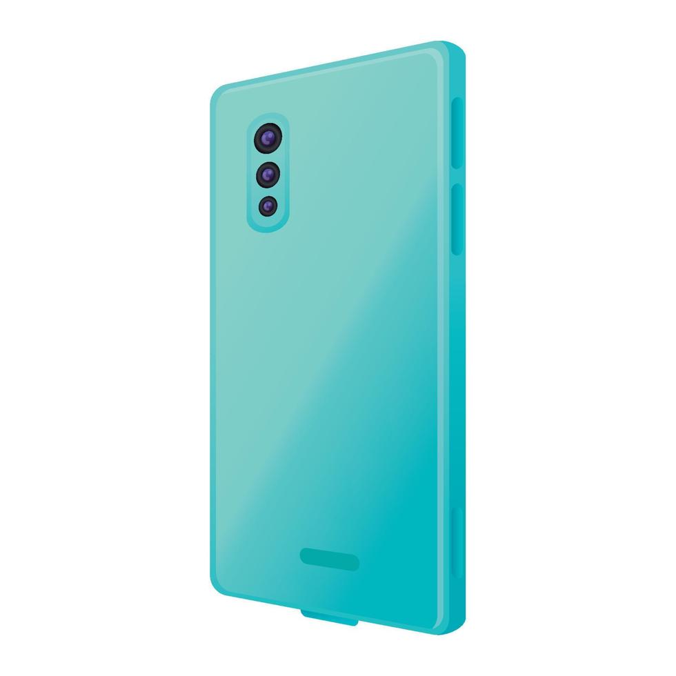 vista posterior, maqueta de teléfono inteligente realista de color azul, sobre fondo blanco vector