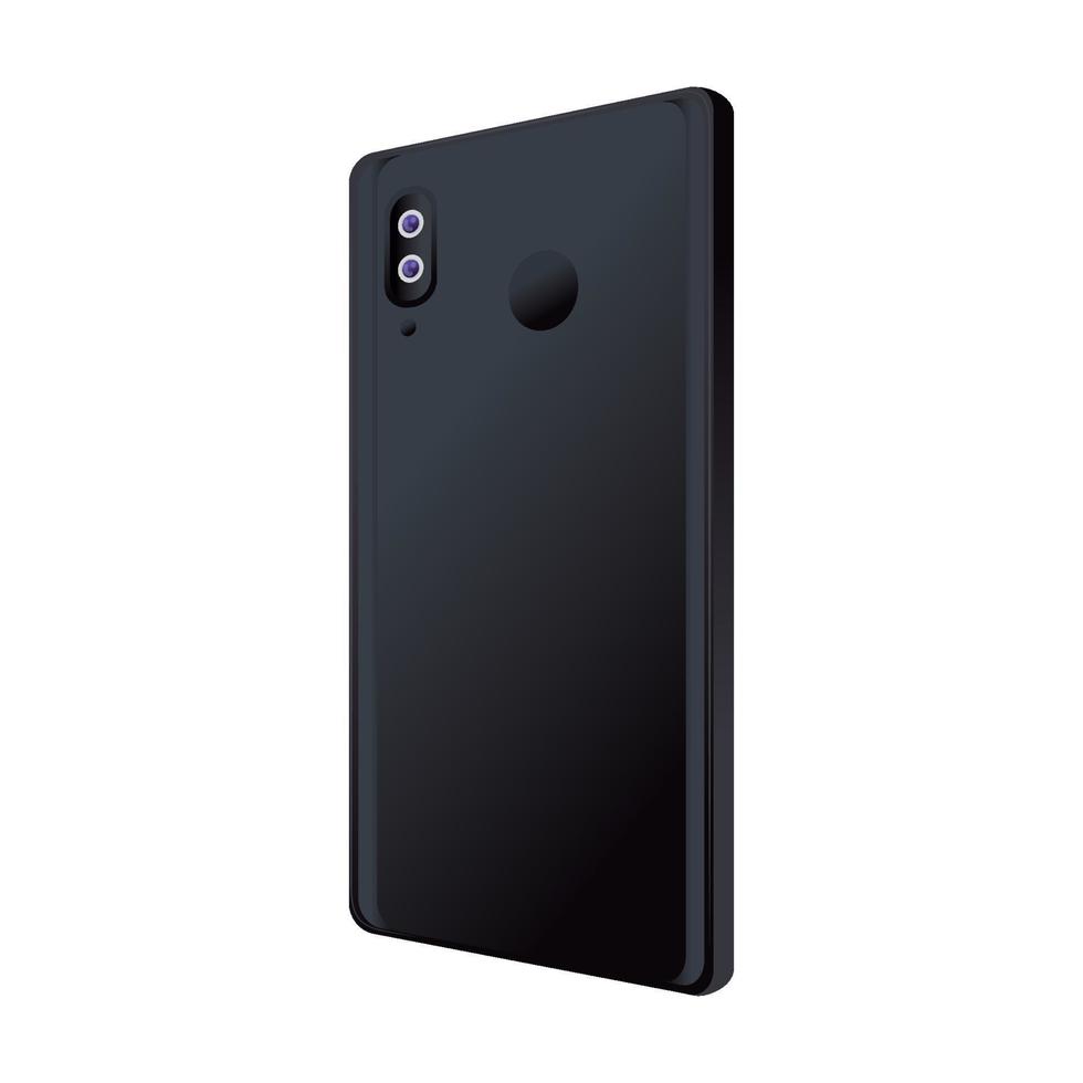 realistic smartphone mockup of black color, on white background vector