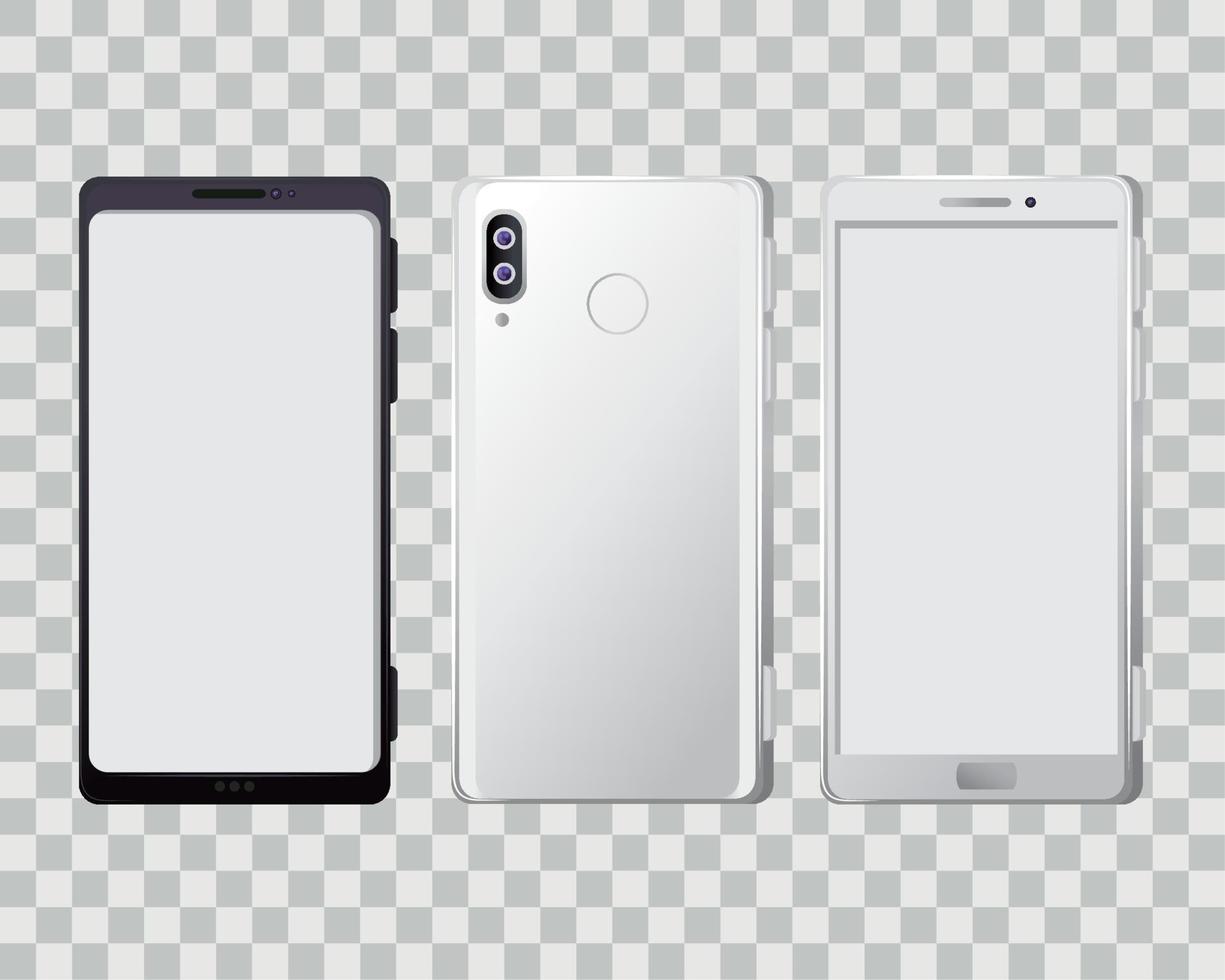 mockup of realistic smartphones devices vector