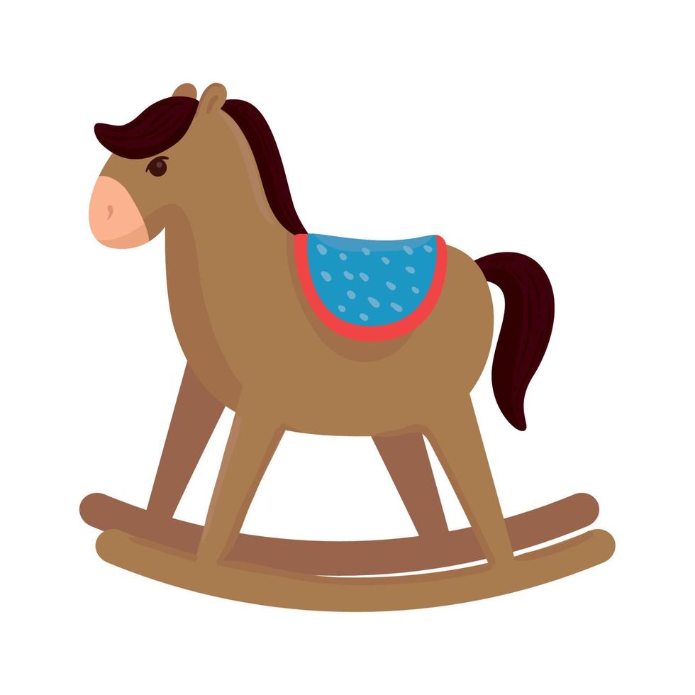 wooden rocking horse, children toy, in white background vector