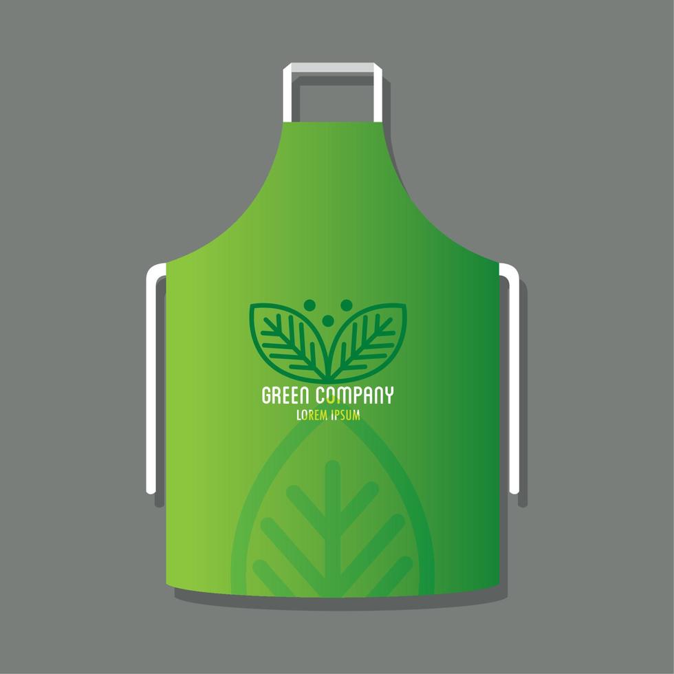 mockup stationery apron color green with sign leaves, green identity corporate vector
