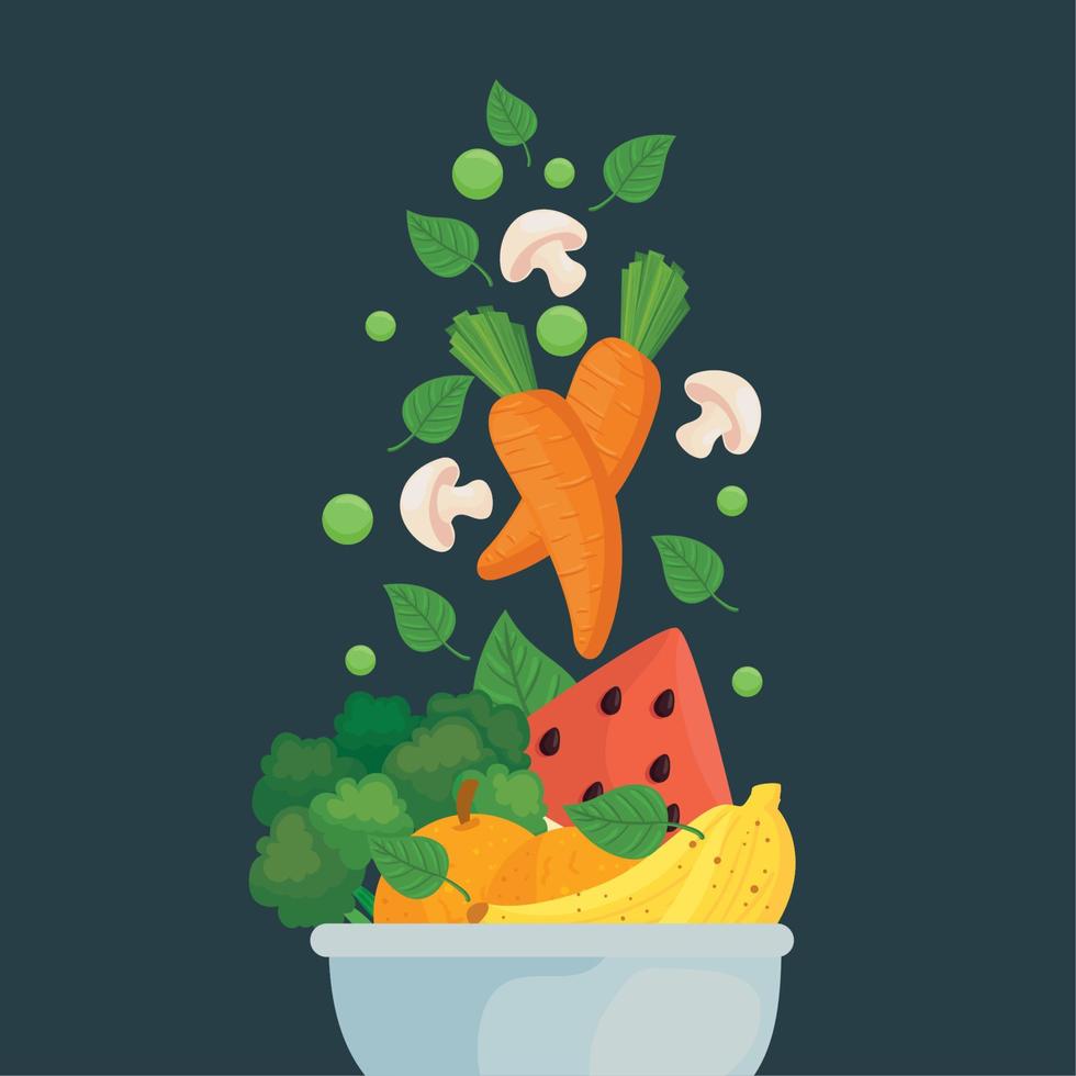 banner with healthy food in bowl, concept healthy food vector