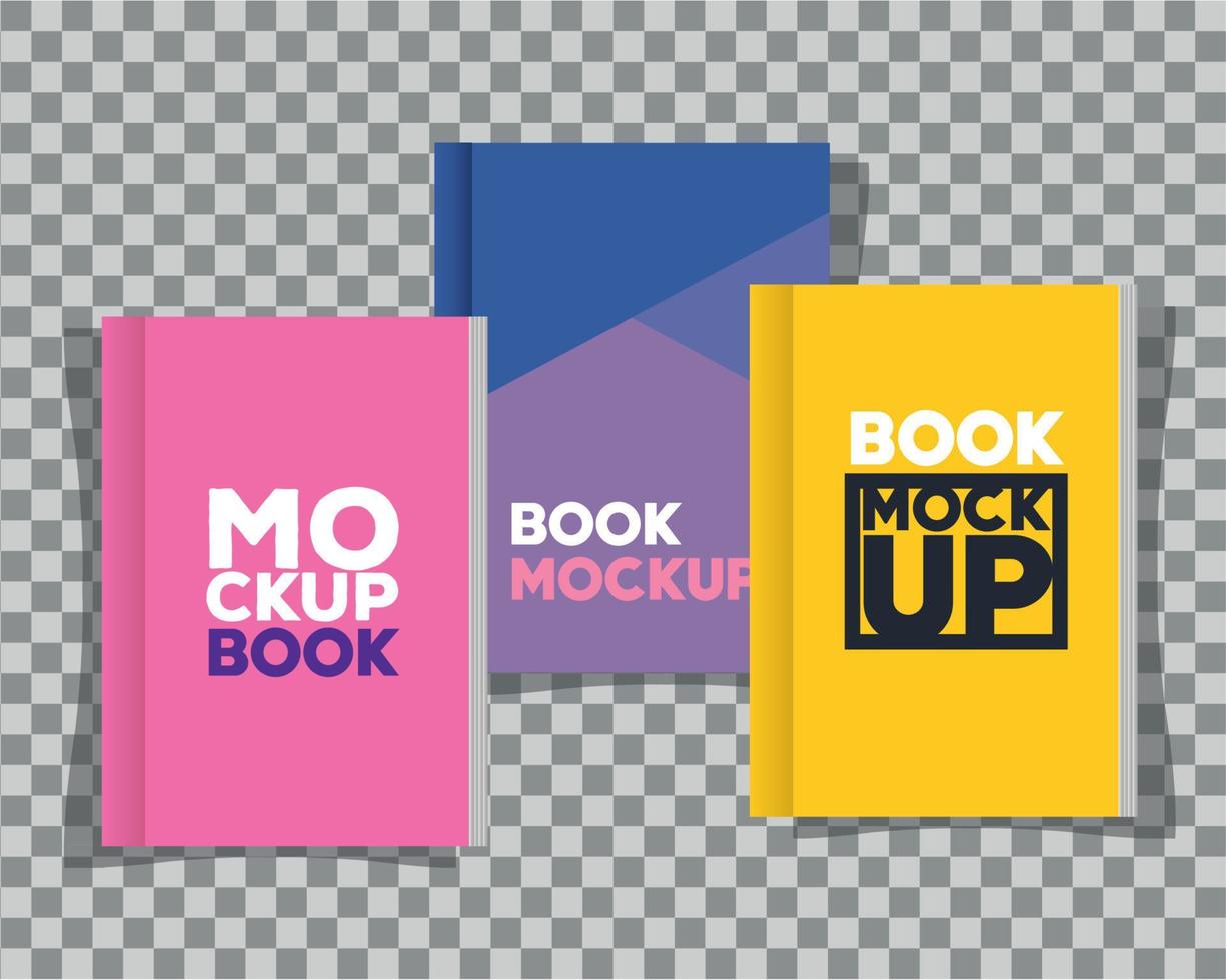 conjunto de maqueta de marca de identidad corporativa, maqueta con libro y cuaderno abierto vector