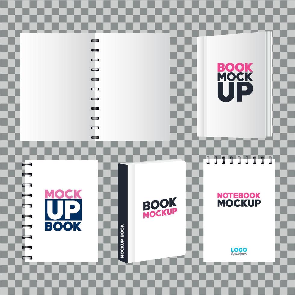 corporate identity branding mockup, mockup with book and notebook of covers yellow and white color vector