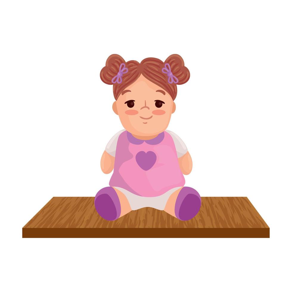 cute doll toy, on wooden table vector