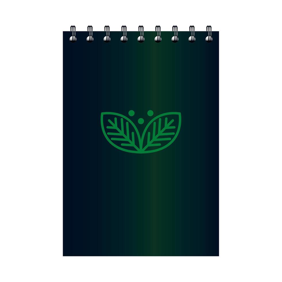 maqueta de cuaderno con signo de empresa verde, identidad corporativa vector