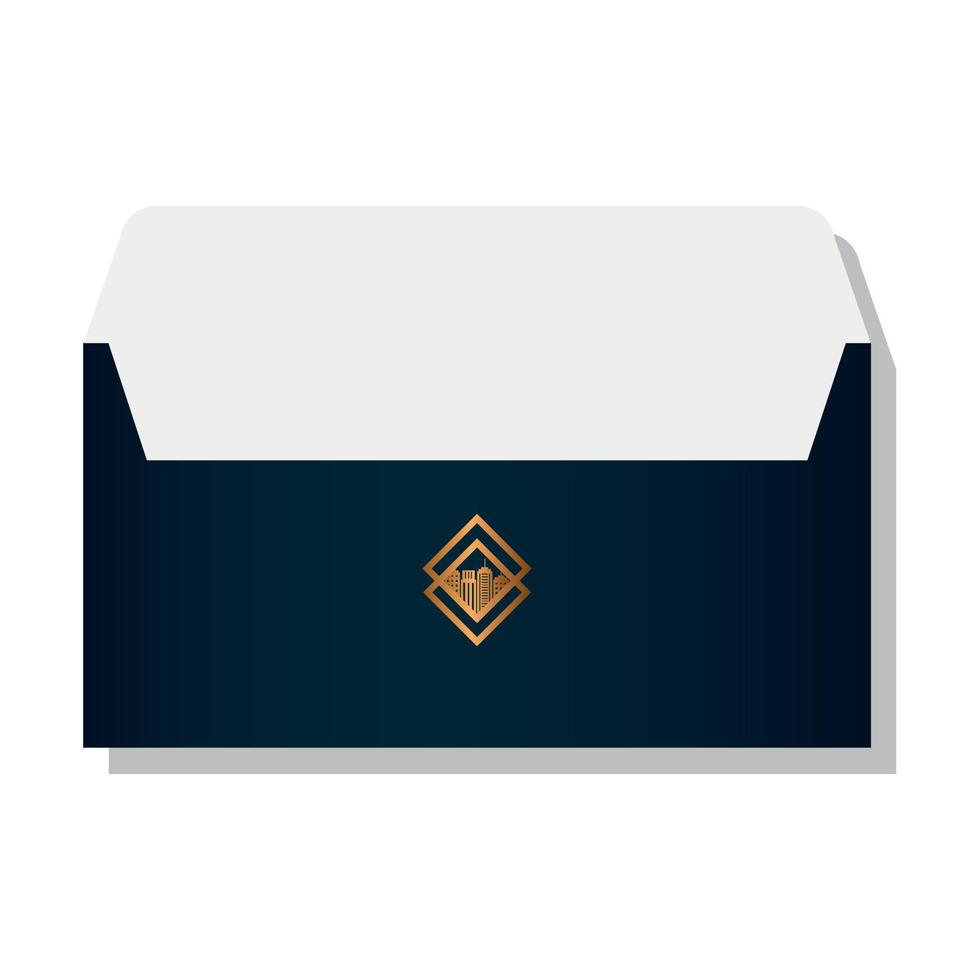 envelope black mockup with golden sign, corporate identity vector