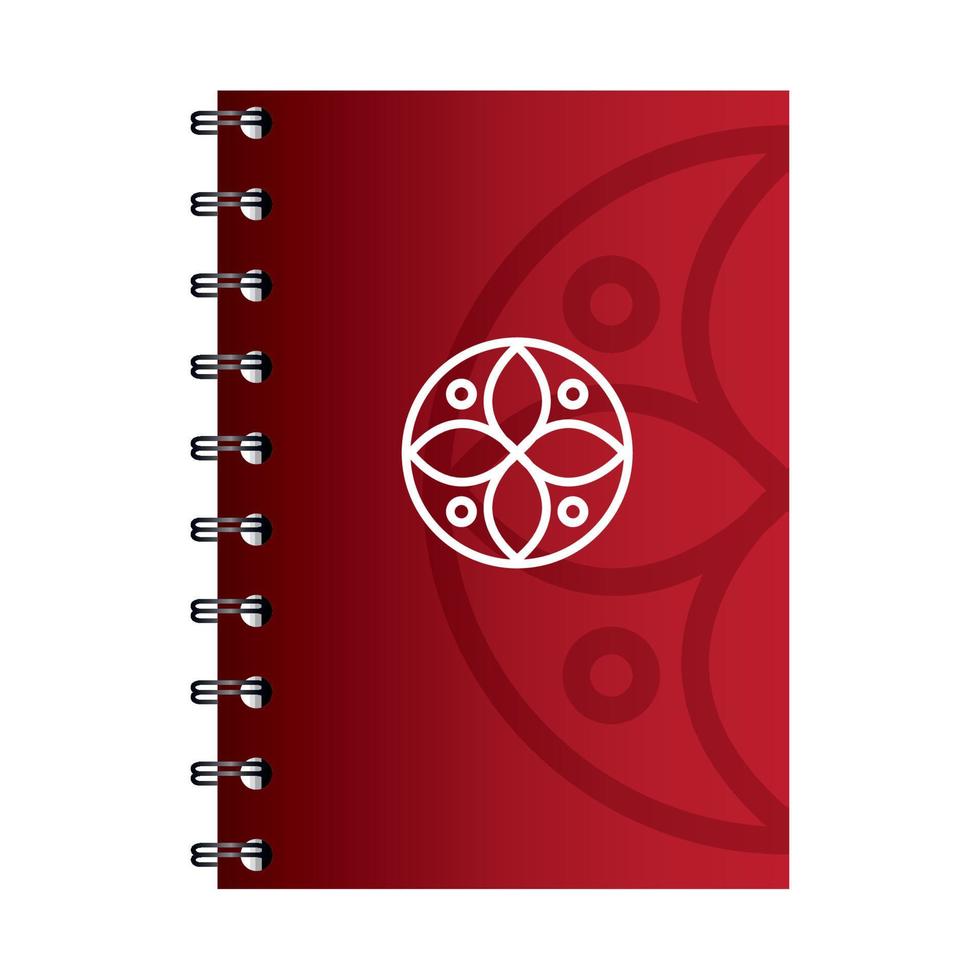 notebook red color mockup with white sign, corporate identity vector