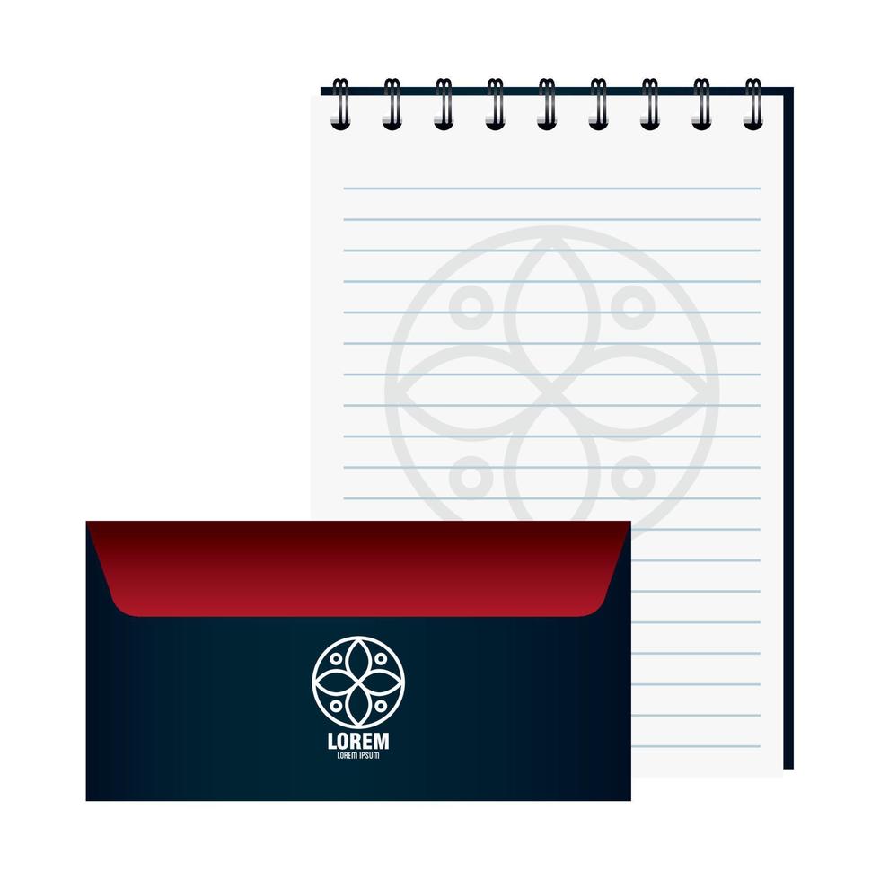 mockup envelope black and notebook, corporate identity vector