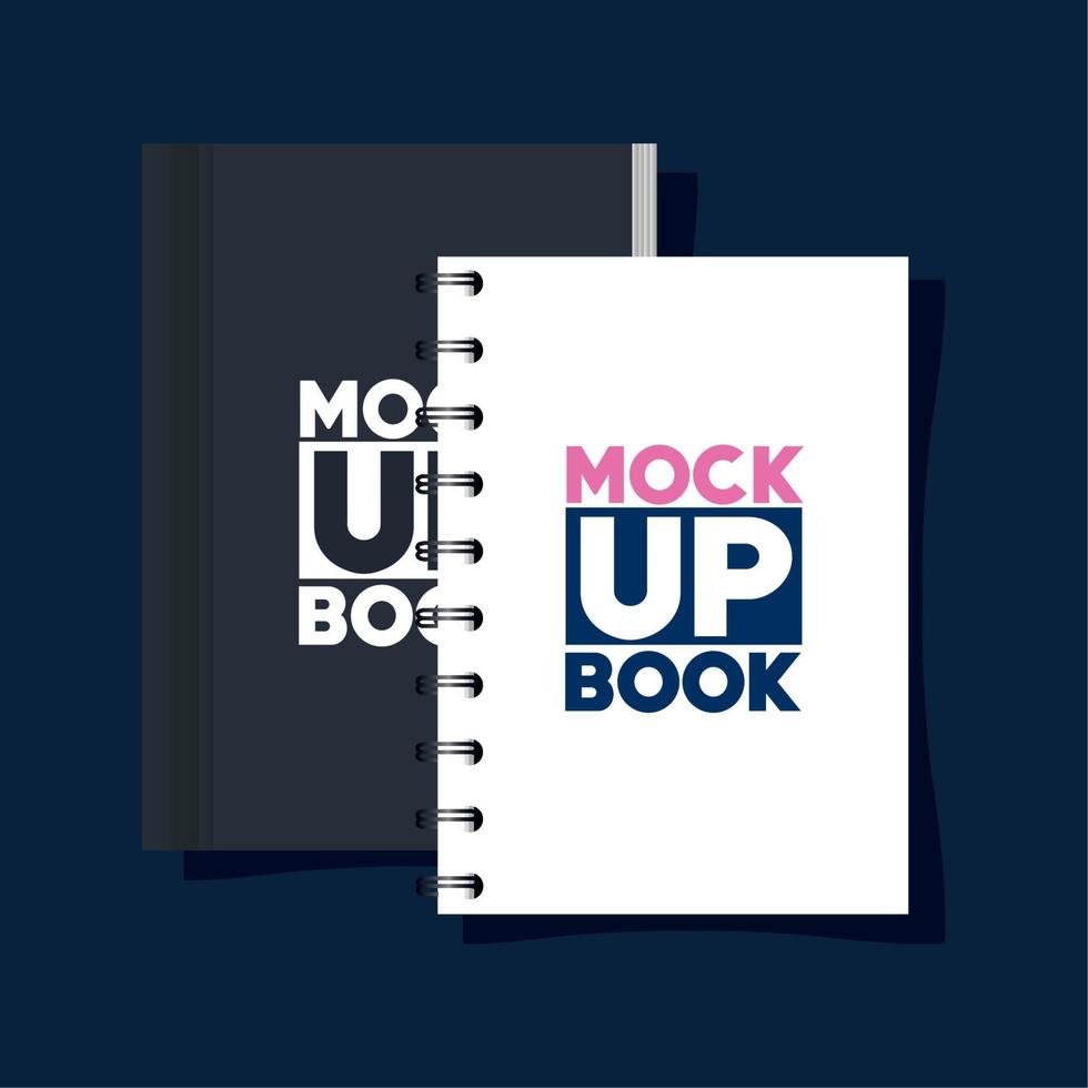corporate identity branding mockup, mockup with book and notebook of covers black and white colors vector