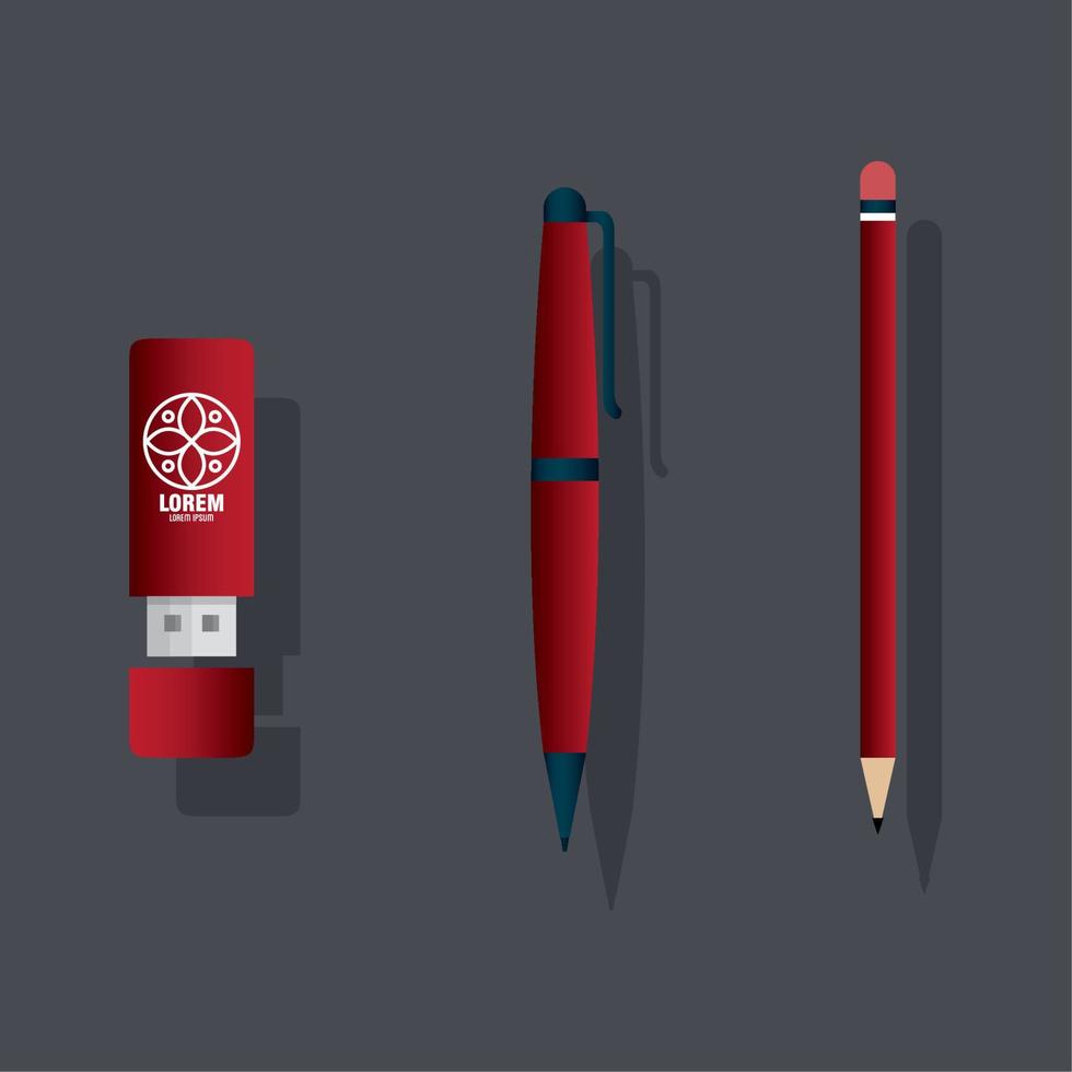 brand mockup corporate identity, mockup stationery supplies red color vector
