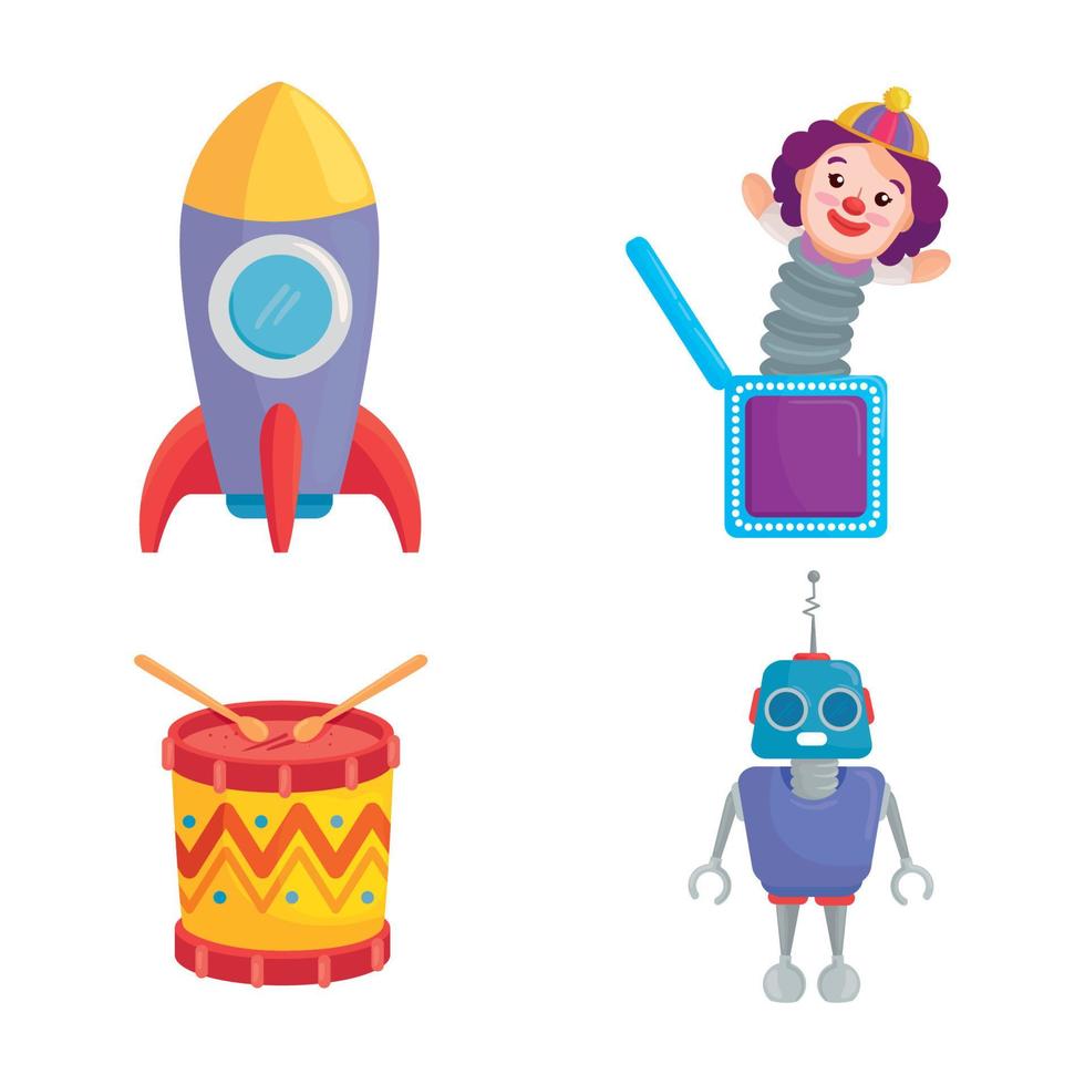 kids toys, set of icons vector