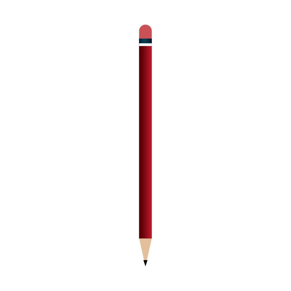 pencil red color with eraser on white background vector