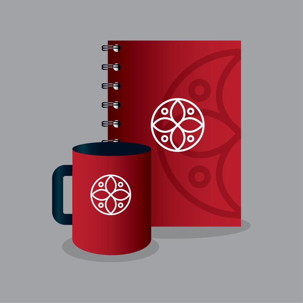 mockup stationery supplies color red with sign white, mockup identity corporate vector