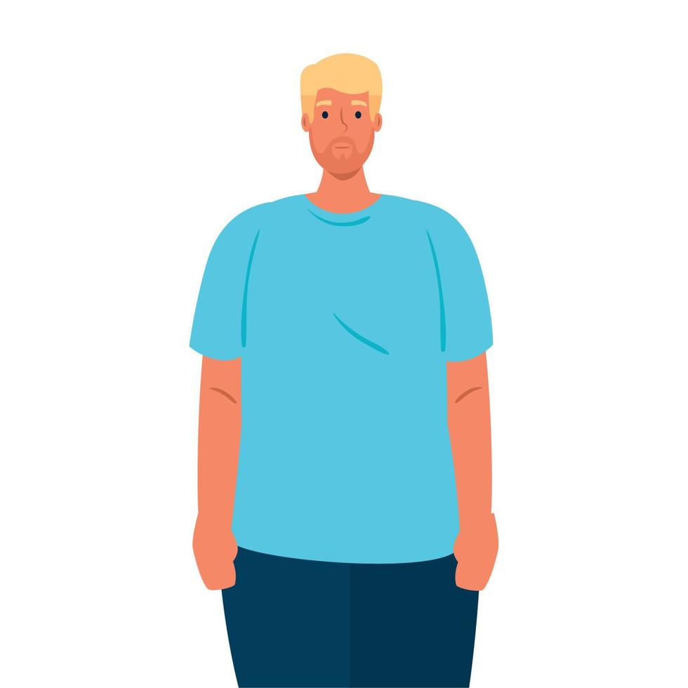 attractive blond hair young man, in white background vector