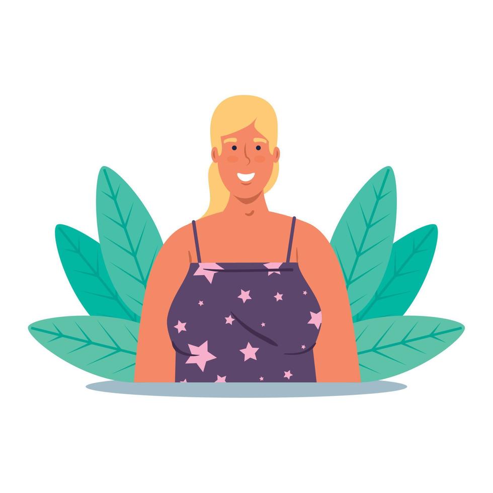 blond hair young woman, on nature scene vector