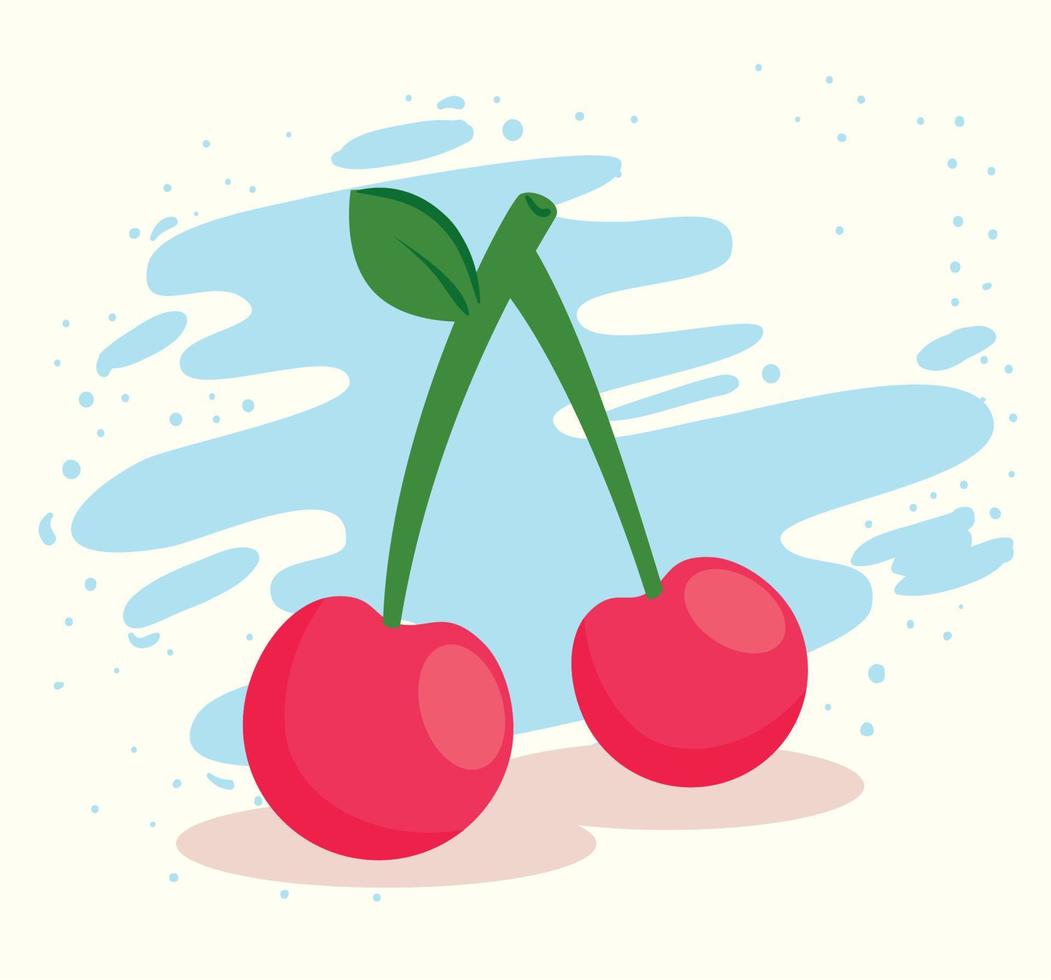 cherries fresh fruits, in white and blue background vector