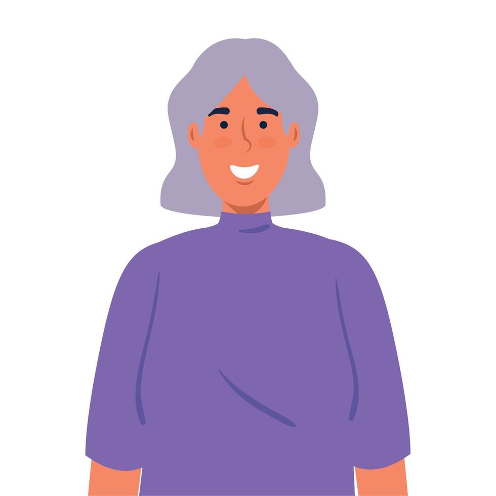 picture young woman with lilac hair on white background vector
