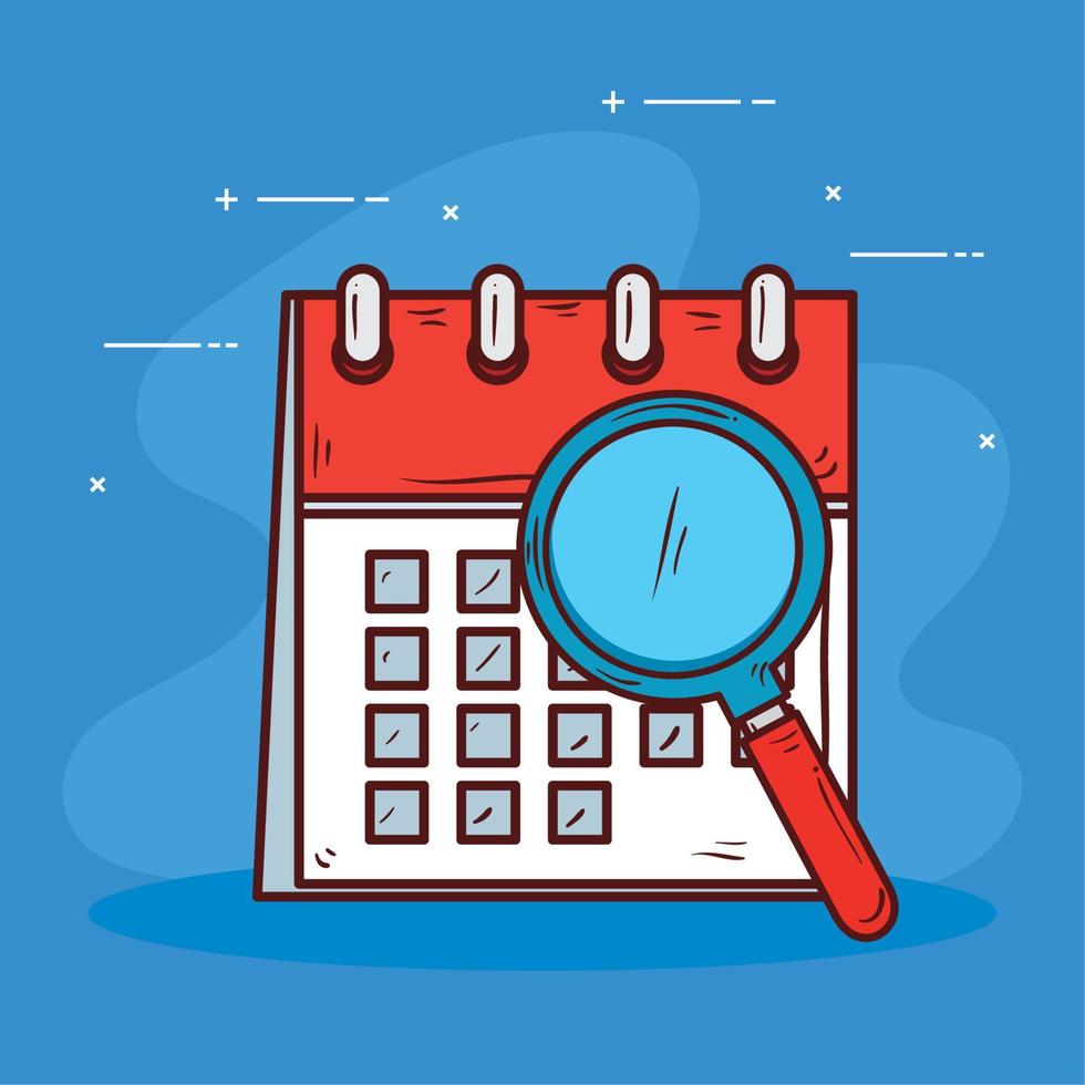 calendar reminder with magnifying glass vector