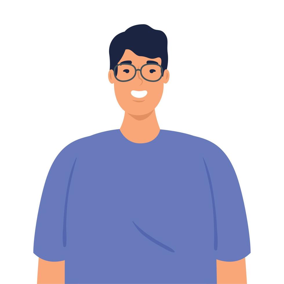 picture asian young man with eyeglasses, on white background vector