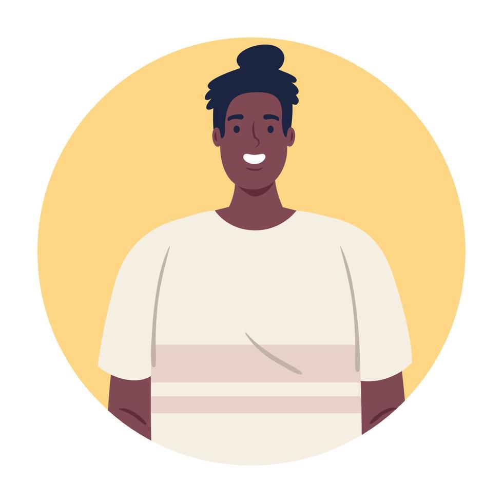 young man african character, in round frame vector