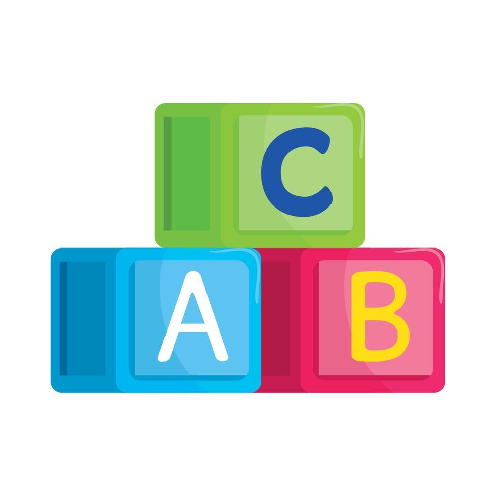 alphabet cubes with letters a, b, c, in white background vector