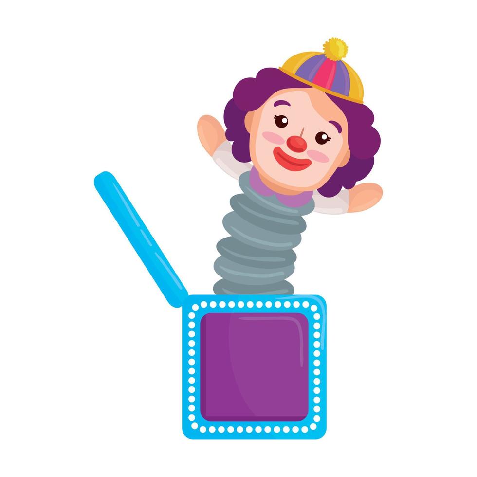 clown toy in the box, in white background vector