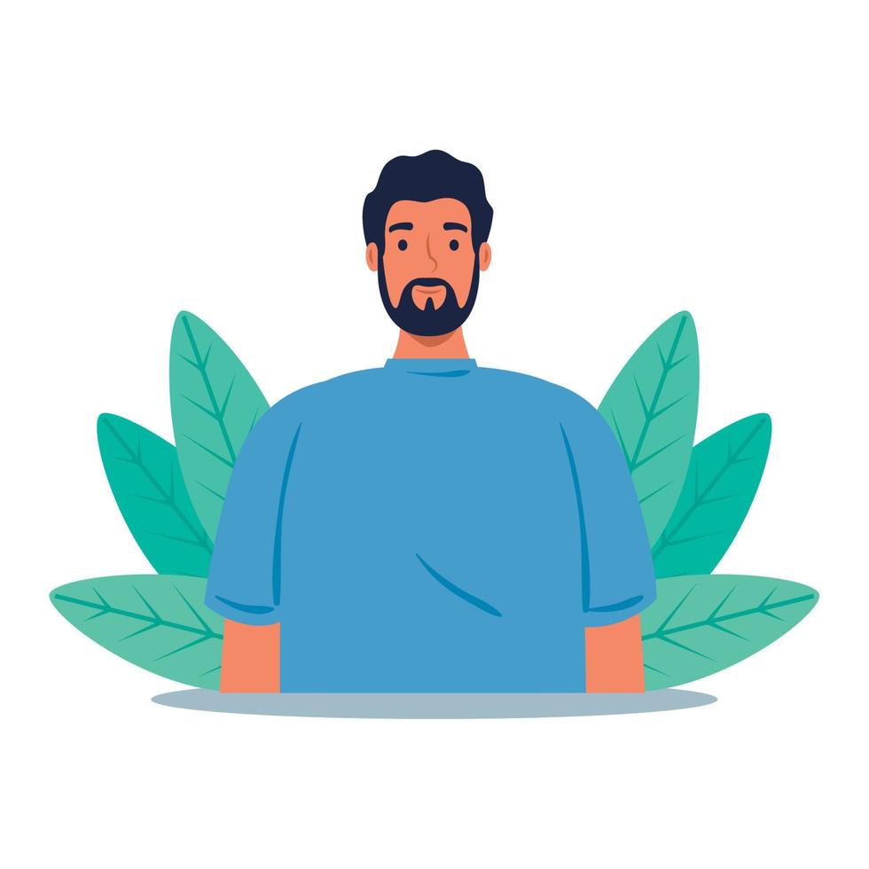 young man with beard on nature scene vector