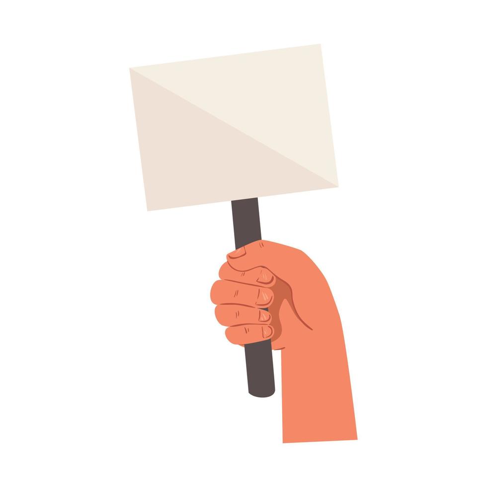 hand with protest placard, on white background vector