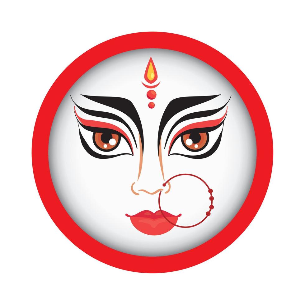 maa durga face in circle frame vector